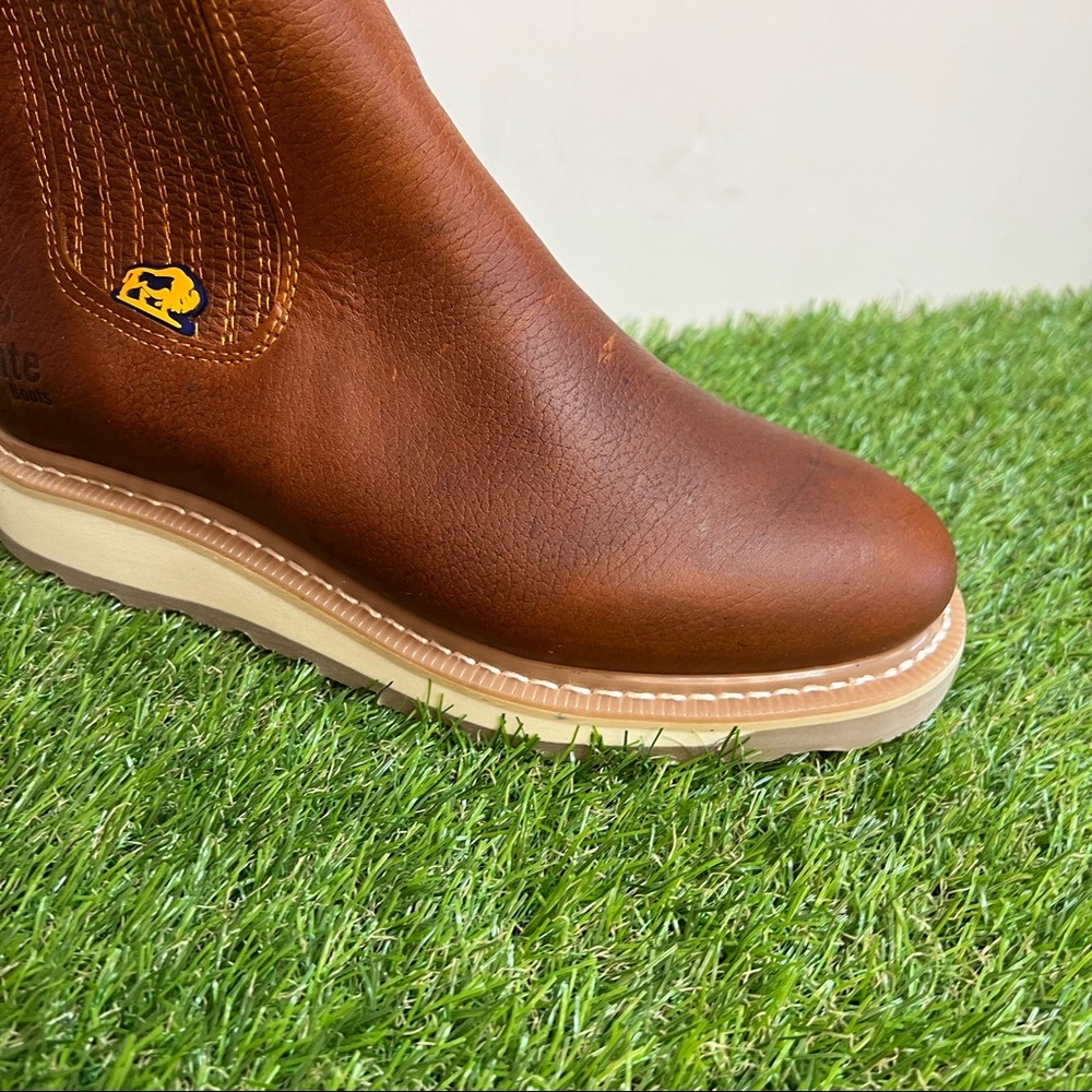 Men's Best Half Work Boots Pull On Leather Tan Botin Trabajo oil Water Resistant - Picture 8 of 10